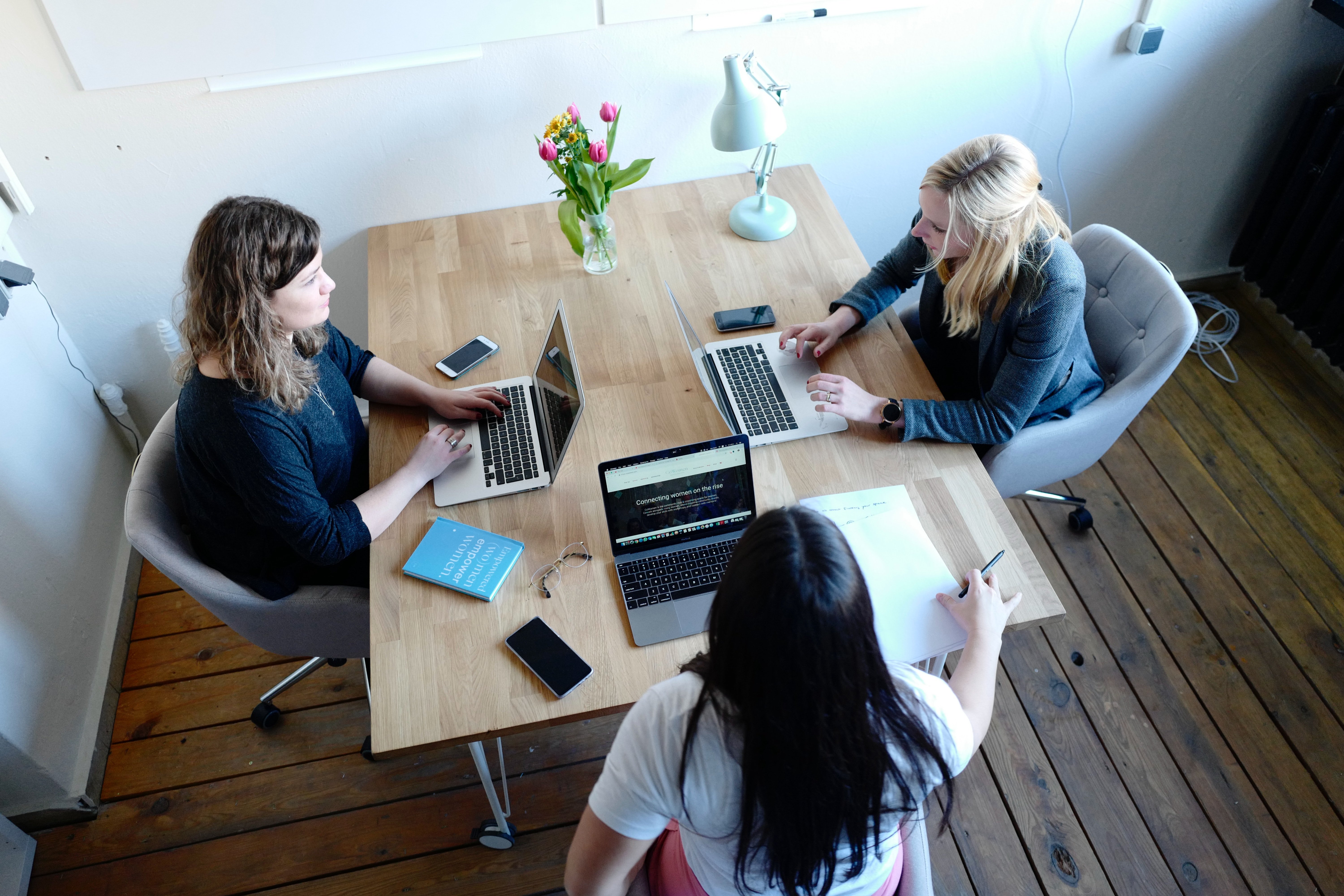 Working at a table